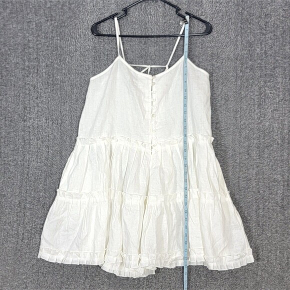 Myrah Penaloza Romper Womens OS White 100% Linen Sleeveless Pleated Playsuit - Picture 3 of 13